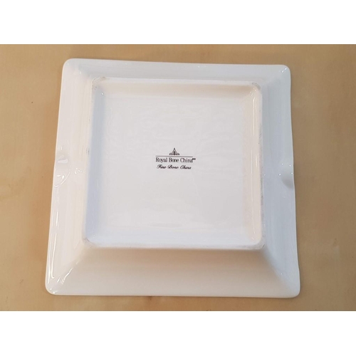 658y - 'Royal Bone China' Large Square Porcelain Ashtray with Nutcracker Design, (Approx. 16.5 x 16.5cm)