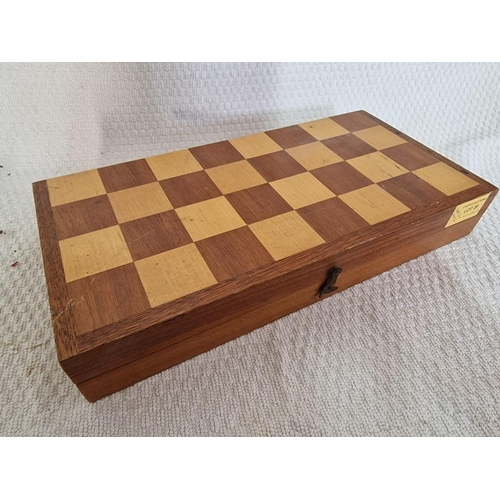 20 - Folding Wooden Chess Board with Set of Oriental Style Chess Pieces, (Approx. Board: 32cm, King: 8.5c... 