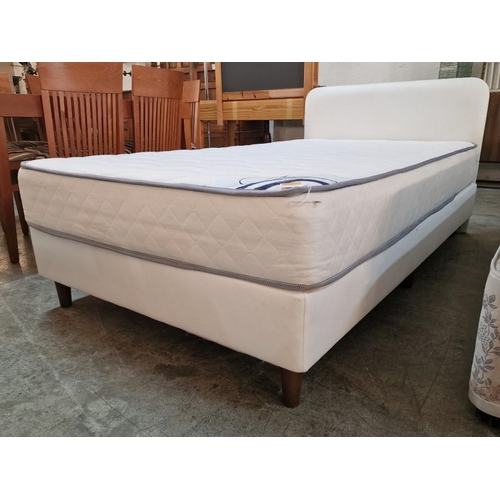 261 - Single Bed with White Vinyl Bade and Padded Headboard, Together with Gevorest 'Anesis Trend' Medium ... 