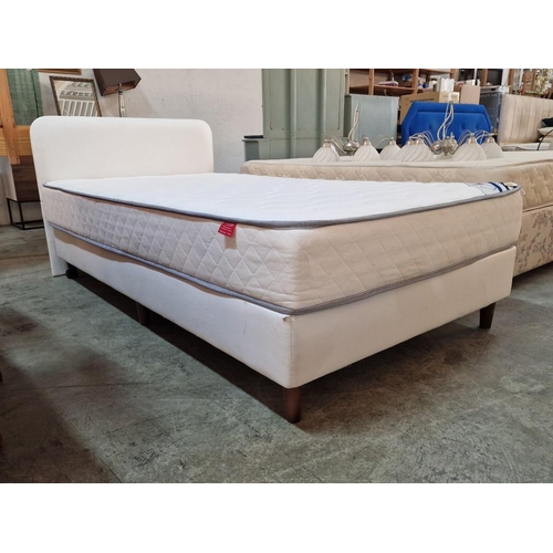 261 - Single Bed with White Vinyl Bade and Padded Headboard, Together with Gevorest 'Anesis Trend' Medium ... 