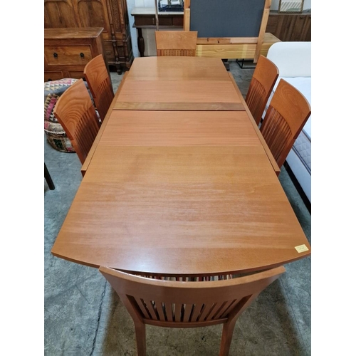 263 - Extendable Dining Table, Cherry Wood Colour with Sliding / Extending Top and Tambour Centre, (Approx... 