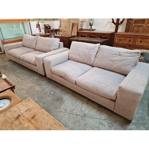 264 - Large 3-Seat and 2-Seat Grey Fabric 'Fama' Sofas, (Made in Spain), (Approx. 235cm and 196cm), (2)