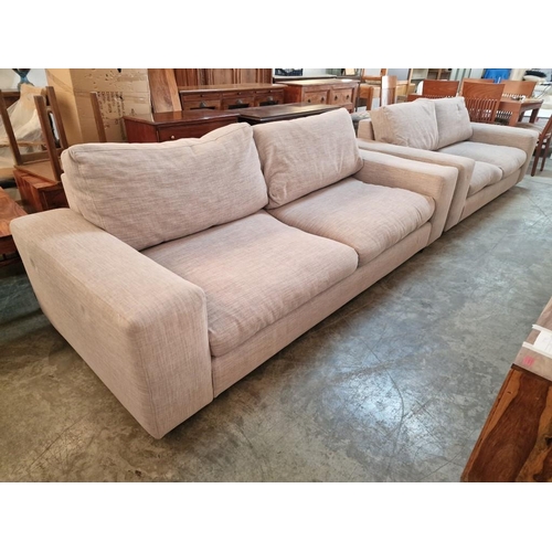 264 - Large 3-Seat and 2-Seat Grey Fabric 'Fama' Sofas, (Made in Spain), (Approx. 235cm and 196cm), (2)