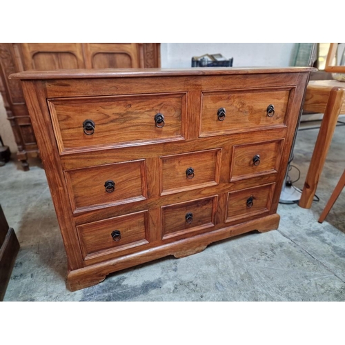 265 - Solid Wood 8-Drawer Chest of Drawers with Metal Ring Handles, (Approx. 120 x 40 x 90cm)