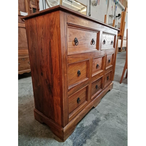 265 - Solid Wood 8-Drawer Chest of Drawers with Metal Ring Handles, (Approx. 120 x 40 x 90cm)