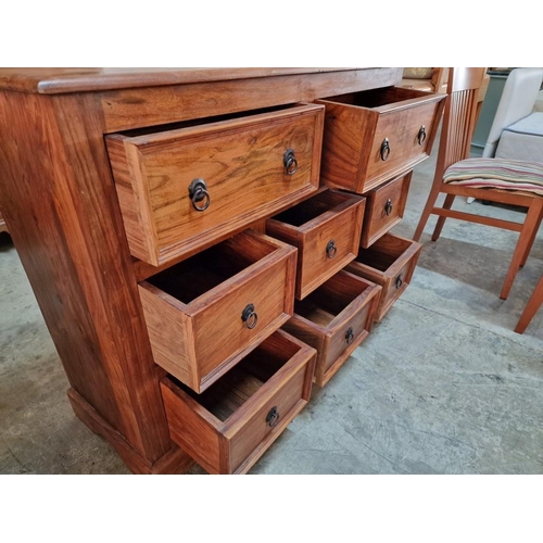 265 - Solid Wood 8-Drawer Chest of Drawers with Metal Ring Handles, (Approx. 120 x 40 x 90cm)