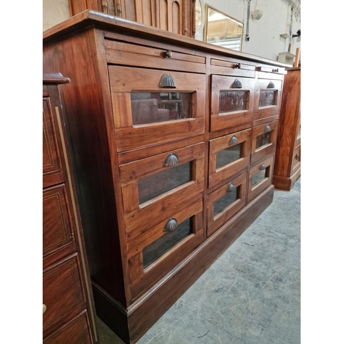 266 - Solid Wood Apothecary Style Sideboard / Chest of Drawers, with 9 x Drawers, Each with Glazed Front P... 