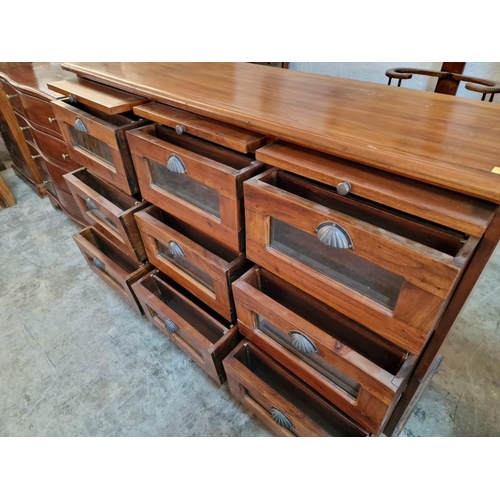 266 - Solid Wood Apothecary Style Sideboard / Chest of Drawers, with 9 x Drawers, Each with Glazed Front P... 