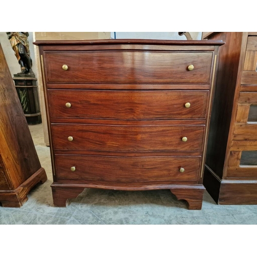 267 - Solid Wood 4-Drawer Bow Fronted Chest of Drawers with Brass Handles, (Approx. 76 x 45 x 78cm)