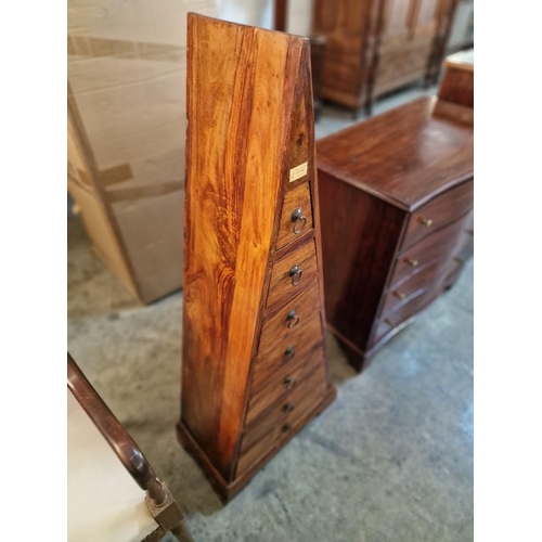 269 - Triangular Shape Solid Sheesham / Indian Rosewood Chest of Drawers with 7 x Tapered Drawers with Met... 