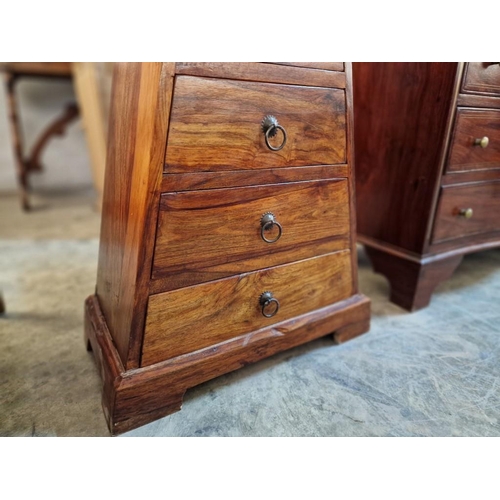 269 - Triangular Shape Solid Sheesham / Indian Rosewood Chest of Drawers with 7 x Tapered Drawers with Met... 