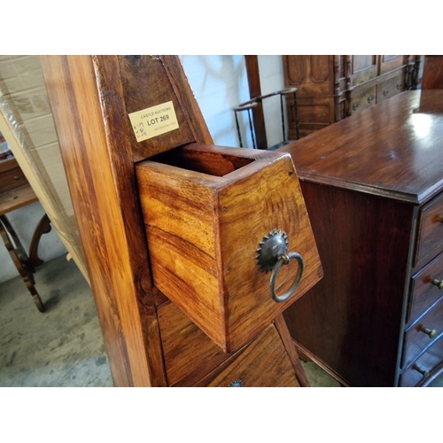 269 - Triangular Shape Solid Sheesham / Indian Rosewood Chest of Drawers with 7 x Tapered Drawers with Met... 