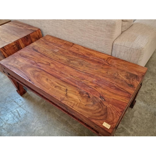 270 - Rectangular Sheesham / Indian Rosewood Coffee Table with Decorative Sides, (Approx. 109 x 60 x 45cm)