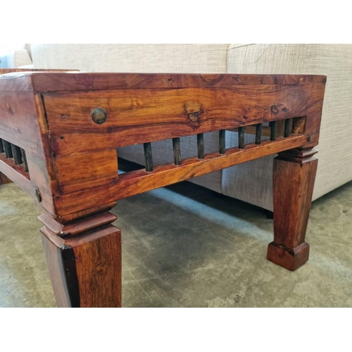 270 - Rectangular Sheesham / Indian Rosewood Coffee Table with Decorative Sides, (Approx. 109 x 60 x 45cm)