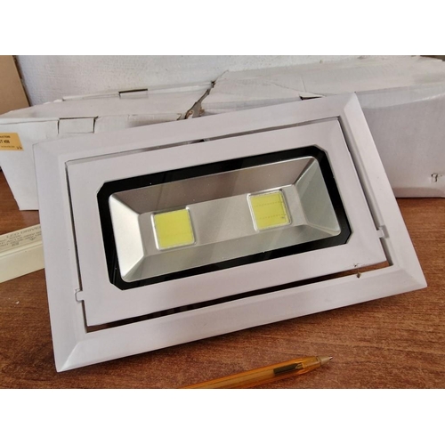 457 - 4 x LED Flood Lights, 40W, White Finish Metal with Adjustable / Angled Bracket, * Unused in Box * (4... 