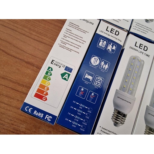 466 - 14 x LED Energy Saving Lamps / Light Bulbs; 35000H Life Time, 9w, E27, 3000k, Unused in Boxes, (14)