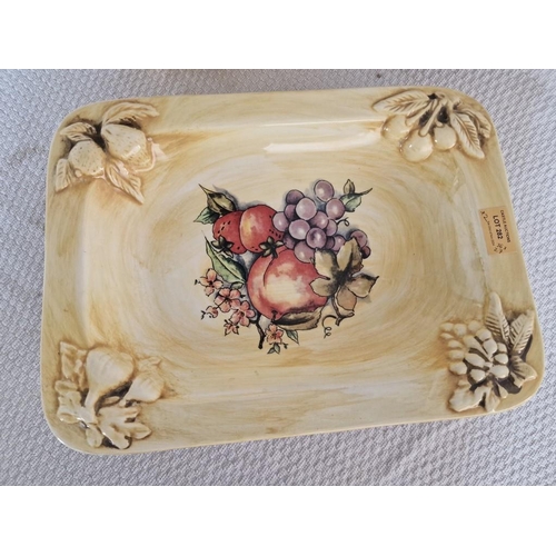 282 - Large Ceramic 'Stovit' Dish with Fruit Pattern, Made in Italy, (Approx. 36 x 27cm), Together with Si... 