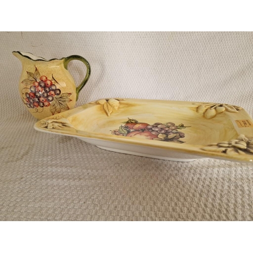 282 - Large Ceramic 'Stovit' Dish with Fruit Pattern, Made in Italy, (Approx. 36 x 27cm), Together with Si... 