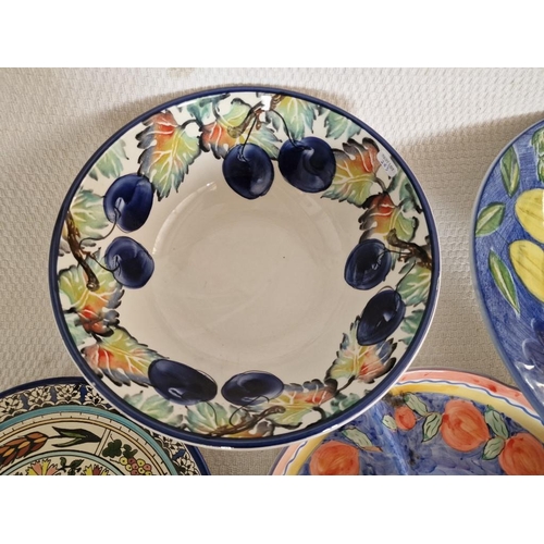 283 - Colourful Tableware; Large Round Fruit Bowl, Snack / Party Dish, Decorative Wall Plate and Other Bow... 