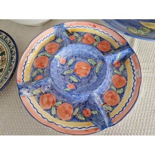 283 - Colourful Tableware; Large Round Fruit Bowl, Snack / Party Dish, Decorative Wall Plate and Other Bow... 