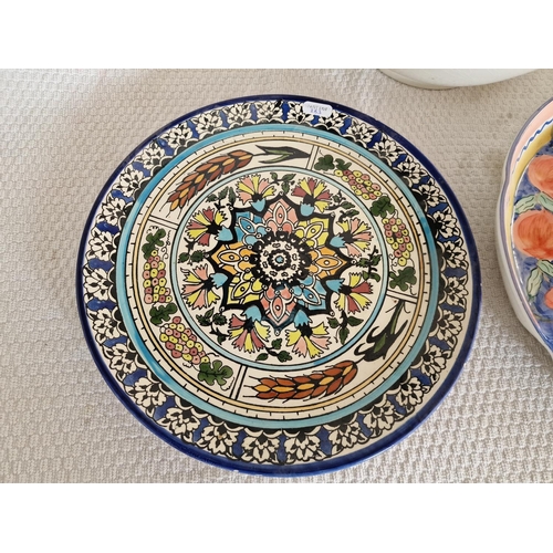 283 - Colourful Tableware; Large Round Fruit Bowl, Snack / Party Dish, Decorative Wall Plate and Other Bow... 