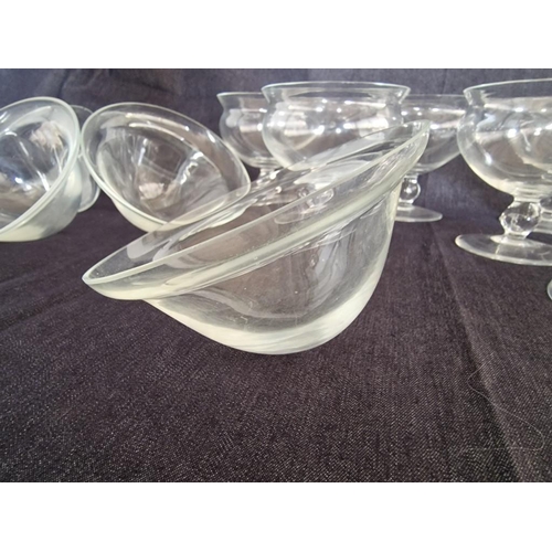 284 - Set of 8 x Glass Ice Cream Dishes, Together with 7 x Glass Candle Holders(?)