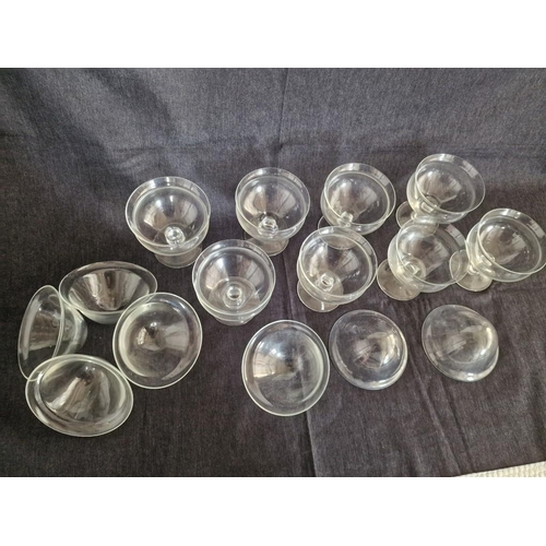 284 - Set of 8 x Glass Ice Cream Dishes, Together with 7 x Glass Candle Holders(?)