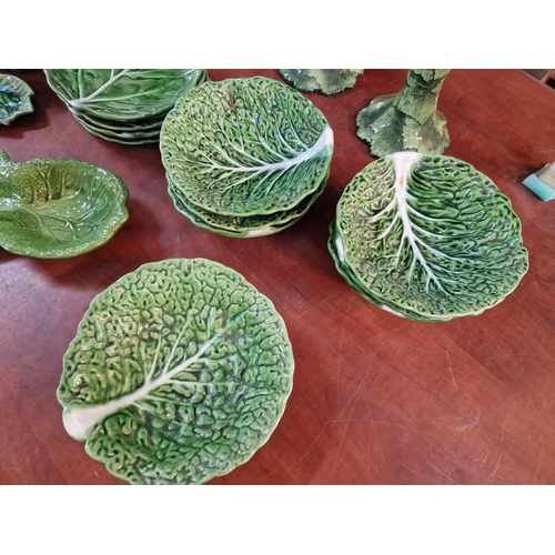 286 - Collection of Vintage Cabbage Leaf Tableware; Large Serving / Fruit Bowl, Round Platter, 6 x Bowls, ... 