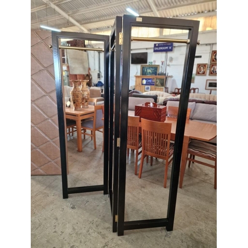 289 - Heavy Gloss Black 3-Part Folding Room Divider with Metal Clothes Hanging Rail, Perfect For Your Walk... 