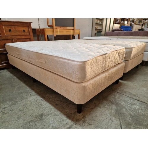 290 - Pair of Twin Beds / 2 x Single Beds with Zip & Link Gevorest Orthopaedic Firm Mattresses, (Approx. 9... 