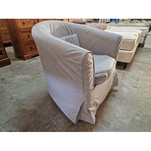 291 - Arm Chair / Tub Seat with Grey Removable Fabric Cover