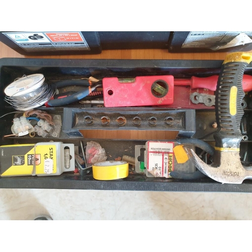 235 - Powerflex toolbox with an assortment of tools, fixings and soldering iron