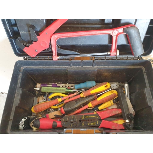 235 - Powerflex toolbox with an assortment of tools, fixings and soldering iron