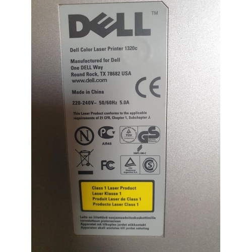 237 - Dell colour laser printer. (model number 1320c) and leads with 5 x extra ink toner cartridges. (basi... 