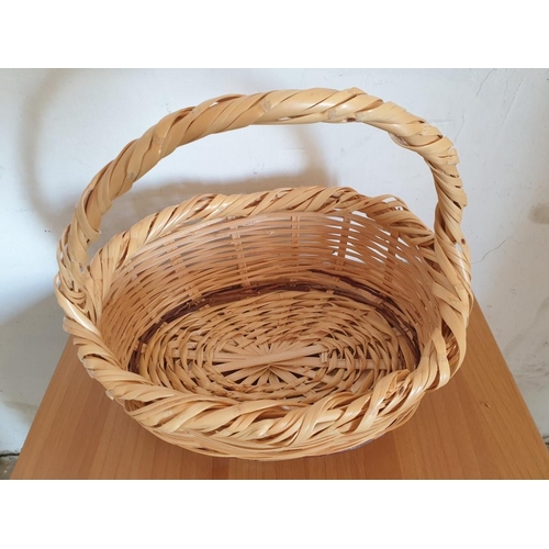 241 - Vintage empty wicker picnic basket and wicker shopping basket