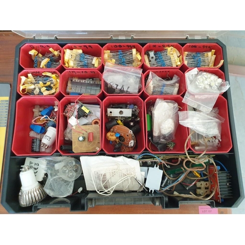 242 - Large collection of electrical components/pieces in stage boxes with dual modular crimping tool