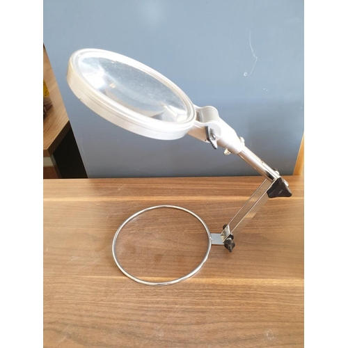 243 - Creativity craft/bench lamp (basic test and working) And freestanding adjustable magnifying glass fo... 