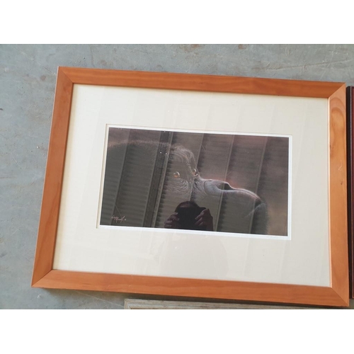 336 - 2 x animal theme prints signed by Natalie L. Masscal and one other empty picture frame