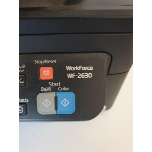 339 - Epson Workforce wi-fi colour inkjet printer with very large collection of unused ink cartridges. (ba... 