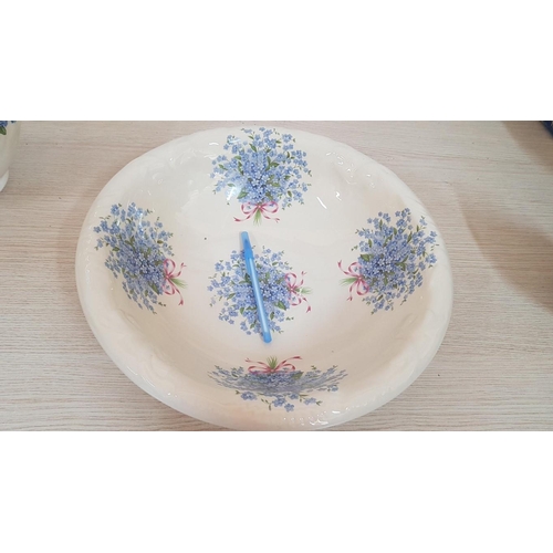 131 - Victorian Style Jug and Wash Bowl, (Ø: 38cm, H: 30cm), Transferware with Bouquets of 'Forget Me Nots... 