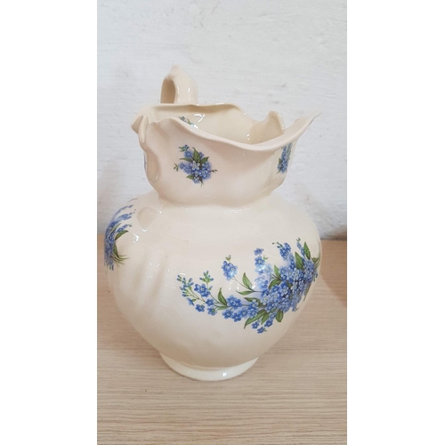 131 - Victorian Style Jug and Wash Bowl, (Ø: 38cm, H: 30cm), Transferware with Bouquets of 'Forget Me Nots... 