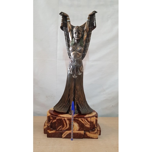 14 - Art Nouveau style ‘Exotic Dancer’ on heavy plinth after Demetre H. Chiparus – 52cm high inc plinth