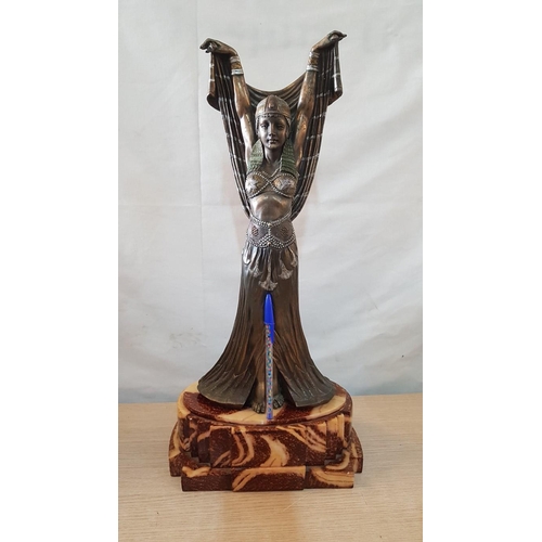 14 - Art Nouveau style ‘Exotic Dancer’ on heavy plinth after Demetre H. Chiparus – 52cm high inc plinth