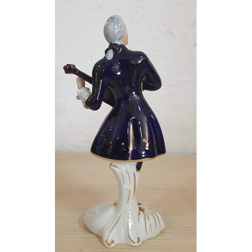 140 - Royal Dux Vintage Rococo Style Figurines of Lady Dancer (H: 21cm), and Man Playing Guitar (H: 22cm, ... 