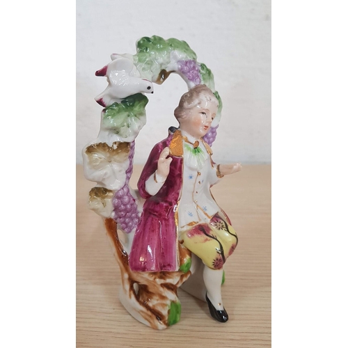 165 - Antique Porcelain Figurine of Courting Couple, Continental Style Man and Female, (Approx. H: 15cm)