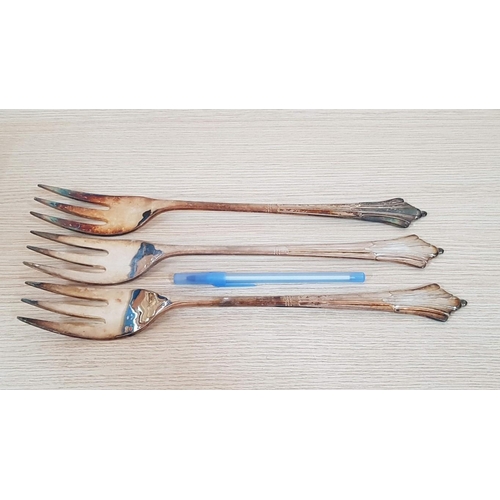 179 - Arthur Price (Sheffield, England), Silver Plated Set of 3 x Oversized Serving Forks, (Approx. L: 33c... 