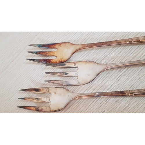 179 - Arthur Price (Sheffield, England), Silver Plated Set of 3 x Oversized Serving Forks, (Approx. L: 33c... 