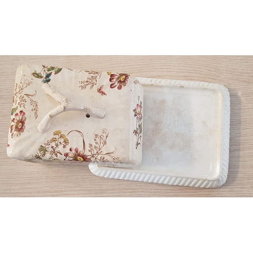 18 - Late Victorian cheese plate with cover – stamped V with floral decoration – 17cm x 19 x 15 overall