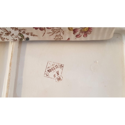 18 - Late Victorian cheese plate with cover – stamped V with floral decoration – 17cm x 19 x 15 overall