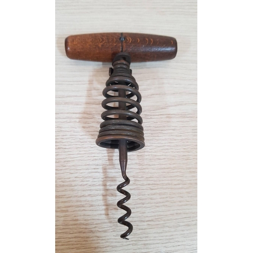 181 - Spring Loaded Corkscrew, Retro Design, Made in Germany, with Mahogany Style Handle and Original Box